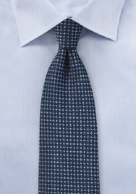 Navy and Light Blue Geometric Tie