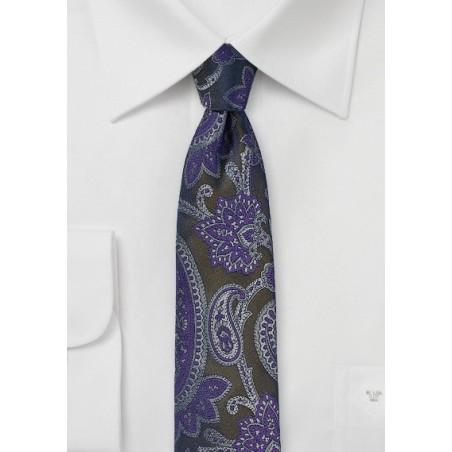 Brown Paisley Tie with Purple
