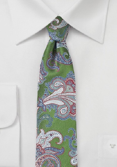 Paisley Summer Tie in Aspen Green