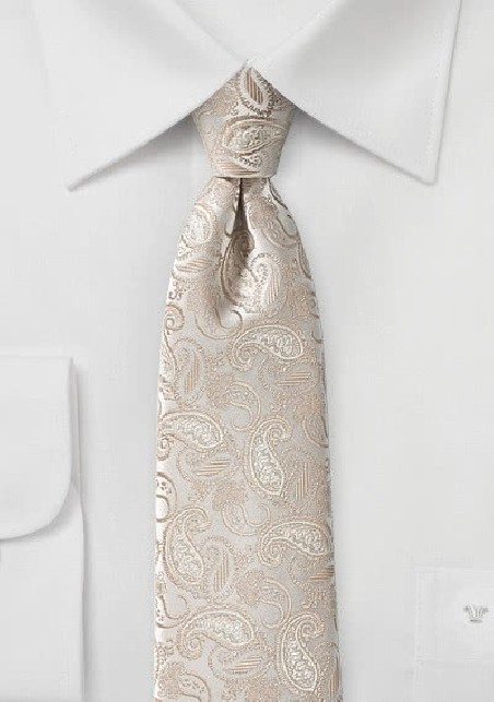 Skinny Paisley Tie in Cream