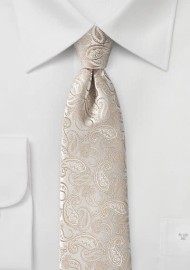 Skinny Paisley Tie in Cream