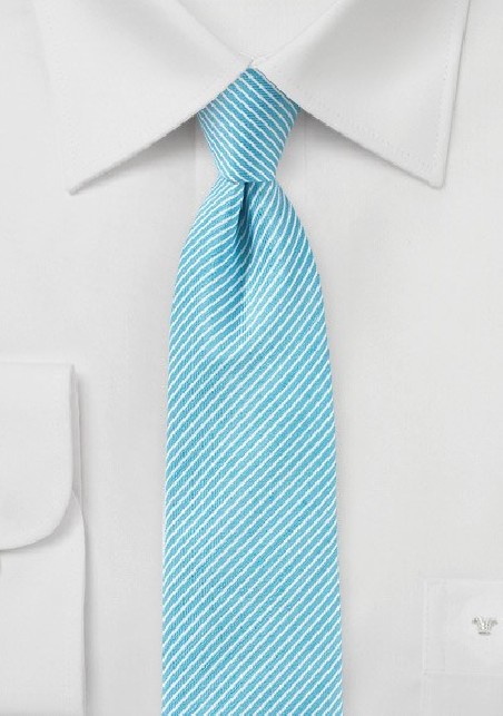 Sky Blue Striped Linen Tie