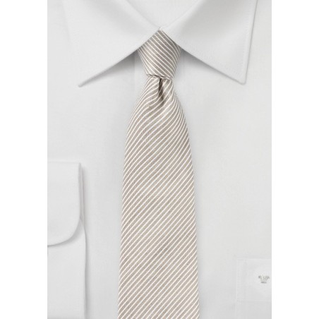 Pencil Stripe Linen Tie in Toasted Almond