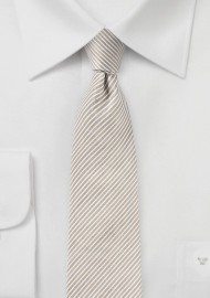 Pencil Stripe Linen Tie in Toasted Almond