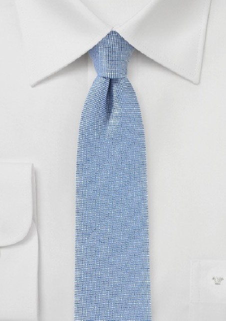 Linen Skinny Tie in Faded Denim Blue