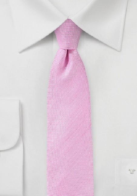 Begonia Pink Skinny Linen Tie