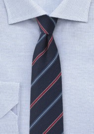 Textured Woven Tie in Navy