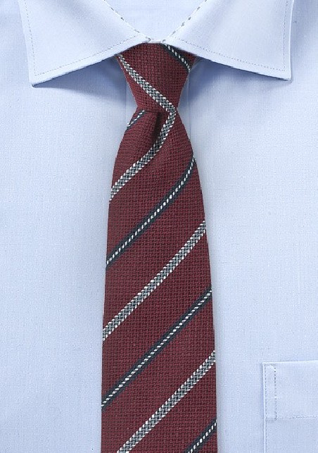 Striped Autumn Tie in Oxblood
