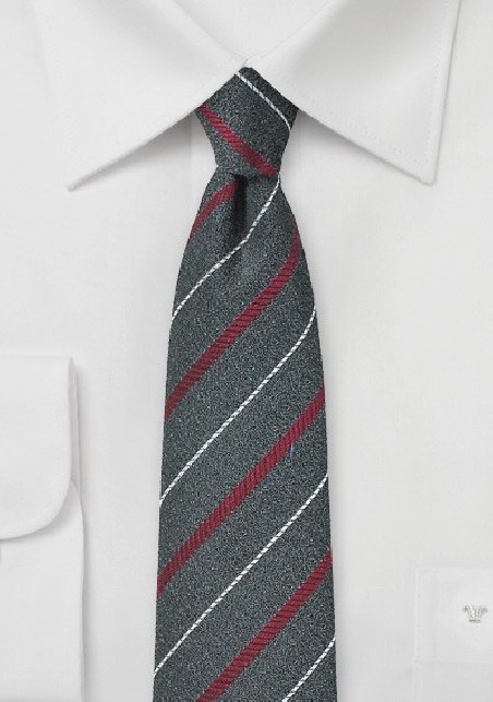 Graphite Gray Striped Skinny Tie