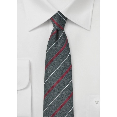 Graphite Gray Striped Skinny Tie