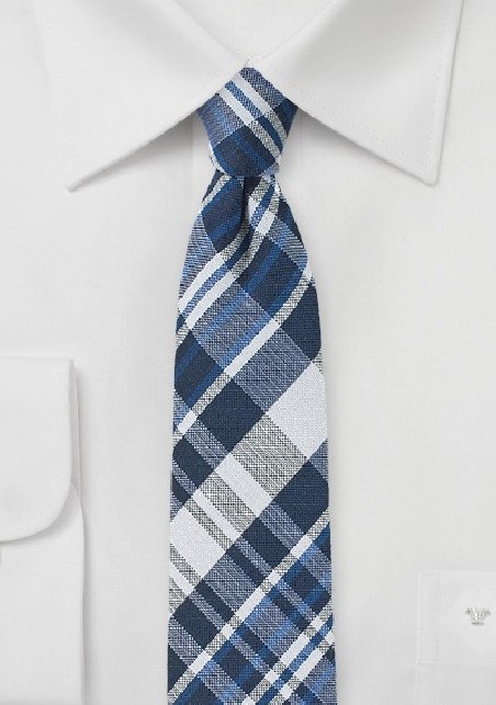 Cotton and Silk Blend Tie with Plaid