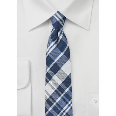 Cotton and Silk Blend Tie with Plaid