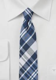 Cotton and Silk Blend Tie with Plaid