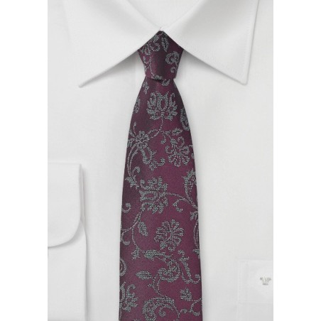 Plum Colored Floral Tie