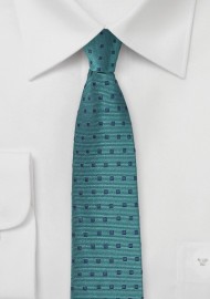 Teal Blue Tie with Navy Squares