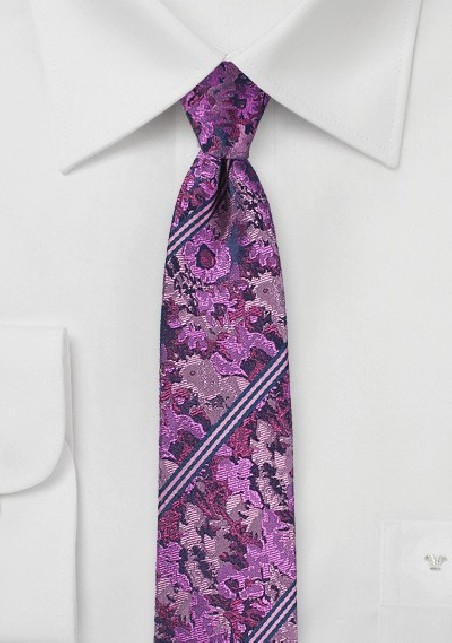 Pink and Purple Floral Tie