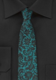 Ocean Teal Blue Floral Tie