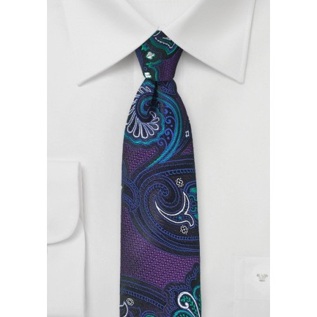 Psychedelic Paisley Tie in Purple and Turquoise
