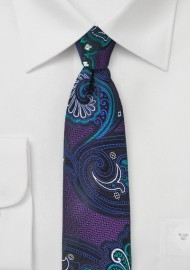 Psychedelic Paisley Tie in Purple and Turquoise