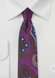 Psychedelic Paisley Tie in Violet, Red, and Blue