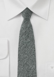 Herringbone Raw Silk Mens Tie in Gray