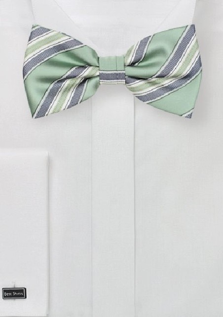 Striped Bow Tie in Clover Green