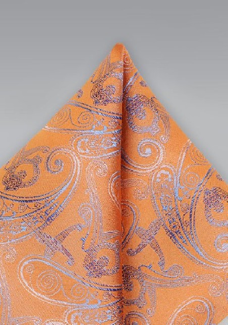 Orange Paisley Pocket Square