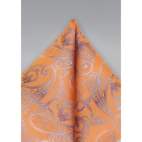 Orange Paisley Pocket Square