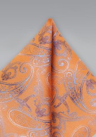 Orange Paisley Pocket Square