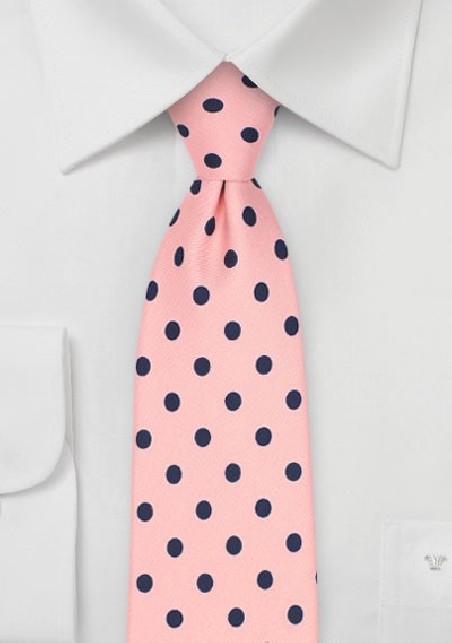 Pink and Navy Polka Dot Tie