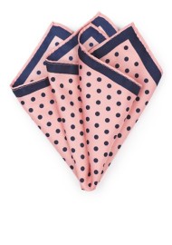 Pink and Navy Polka Dot Pocket Square