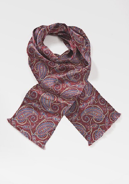 Elegant Mens Silk Scarf in Burgundy