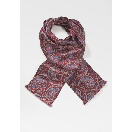 Elegant Mens Silk Scarf in Burgundy