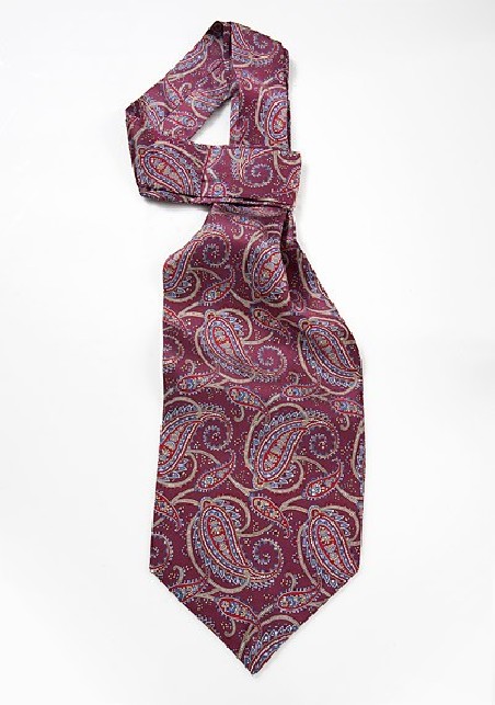 Mens Ascot Tie in Burgundy