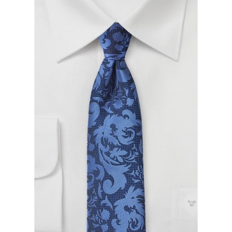 Modern Scroll Pattern Tie in Bright Blues