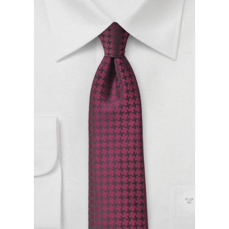 Cordovan Red Houndstooth Check Tie