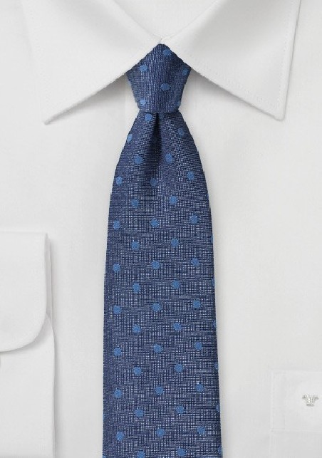 Denim Blue Summer Polka Dot Tie