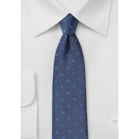Denim Blue Summer Polka Dot Tie