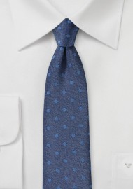 Denim Blue Summer Polka Dot Tie