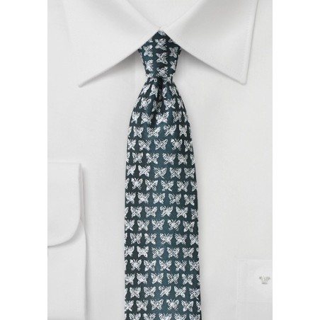Butterfly Print Tie in Dark Spruce