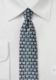 Butterfly Print Tie in Dark Spruce