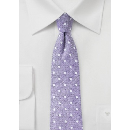 Pastel Lilac Linen Polka Dot Tie