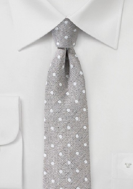 Wheat Colored Polka Dot Linen Tie