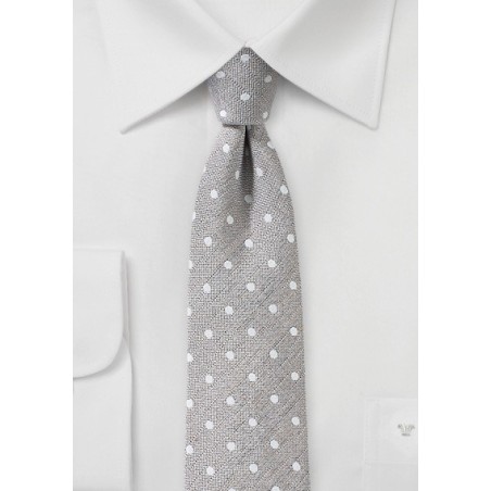 Wheat Colored Polka Dot Linen Tie