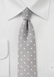 Wheat Colored Polka Dot Linen Tie