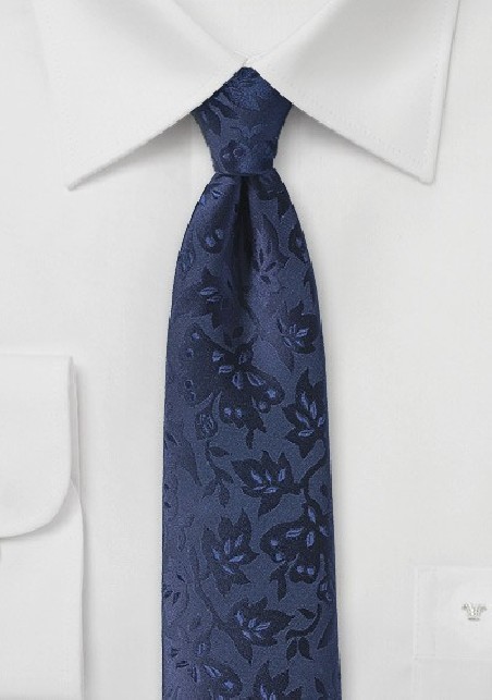 Floral Silk Tie in Midnight Blue