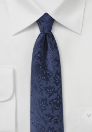 Floral Silk Tie in Midnight Blue