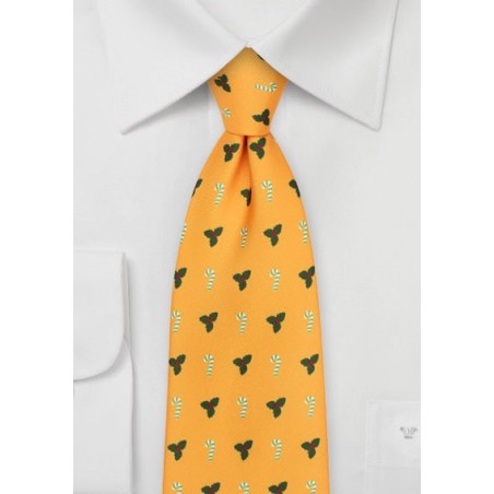Golden Yellow Christmas Print Tie