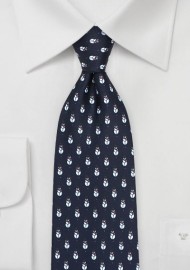 Snowman Christmas Tie in Dark Navy
