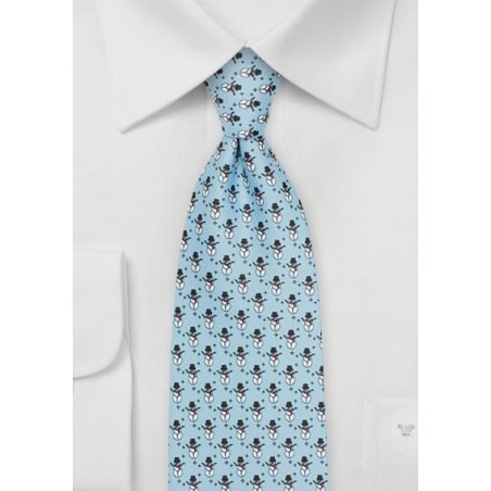 Snowman Tie in Ice Blue